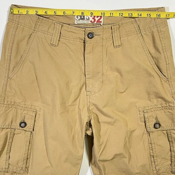 G & M - Men's Size 32 - Tan Cargo Shorts - Pockets 100% Cotton - Picture 6 of 10
